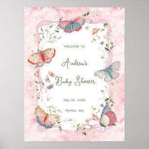 Póster Una mariposa bebé va camino de la bienvenida a Bab