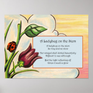 Póster Una mariquita en el tronco