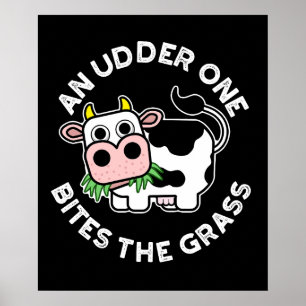 Póster Una Mata Mordió A La Grasa Grasa Grasa Cow Pun Dar