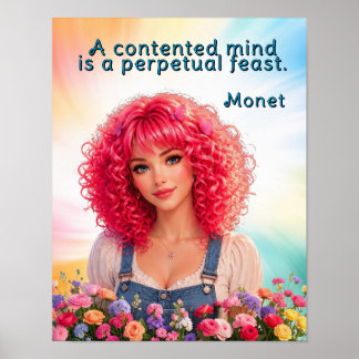 Póster Una mente contenta es un festín perpetuo Monet Quo