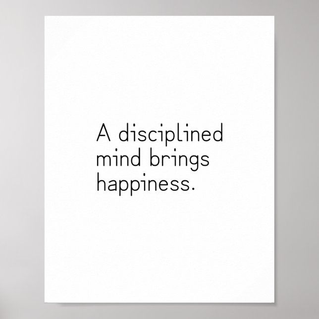 Póster Una mente disciplinada trae felicidad. Buda (Frente)