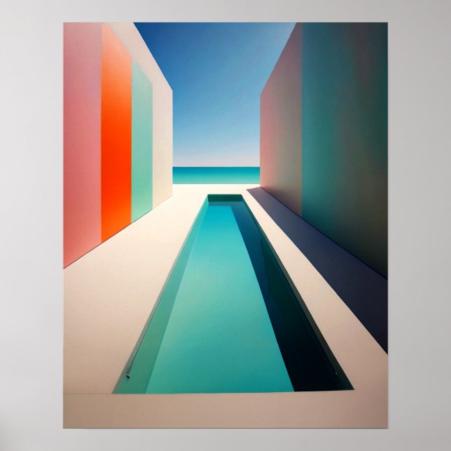 Póster Una minimalista piscina de agua (Frente)