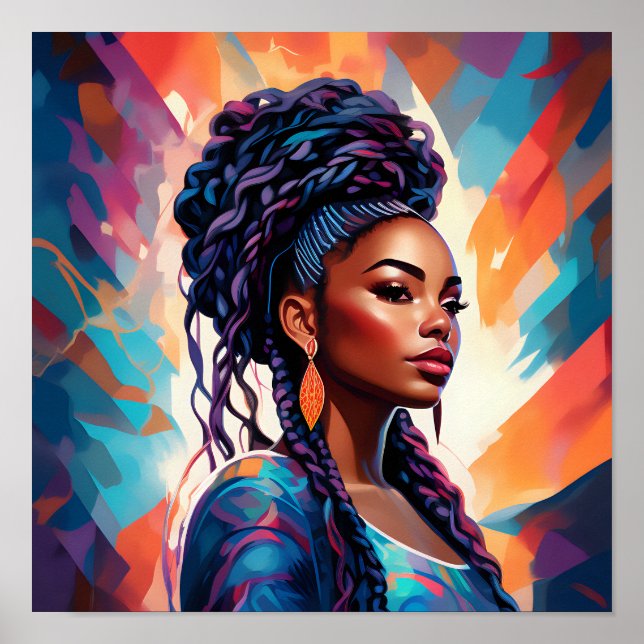 Póster Una mujer afroamericana con el pelo en la corona (Frente)