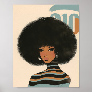 Póster Una mujer afroamericana con un afro
