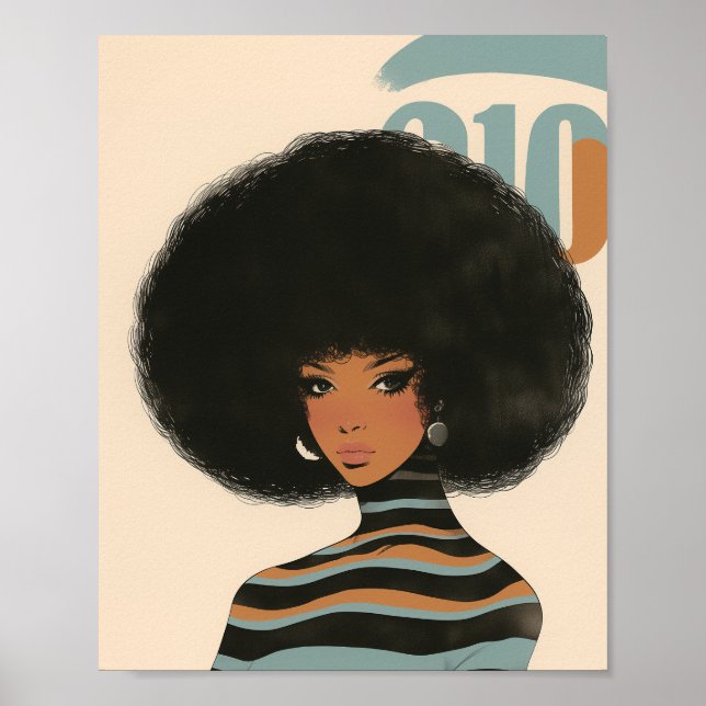 Póster Una mujer afroamericana con un afro (Frente)