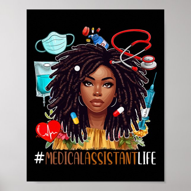 Póster Una mujer afrodescendiente disfrazada de médico se (Frente)