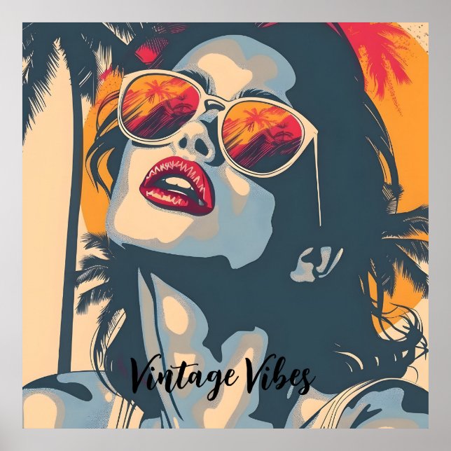 Póster Una mujer al estilo retro (Frente)