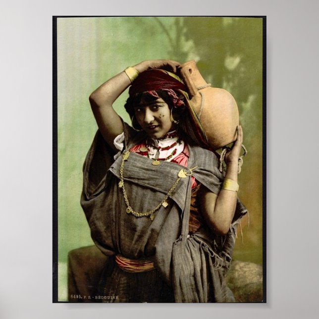 Póster Una mujer beduina, Túnez, foto antigua de Túnez (Frente)