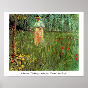 Póster Una mujer caminando en un jardín