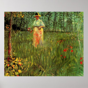 Póster Una mujer caminando en un jardín por Vincent van G