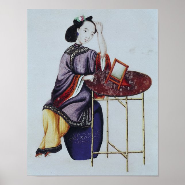 Póster Una mujer china arreglándose el pelo (Frente)