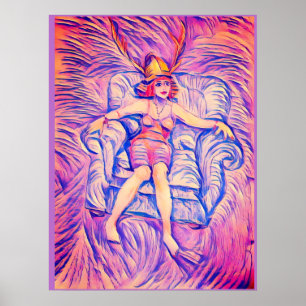 Póster Una mujer con casco de samurai