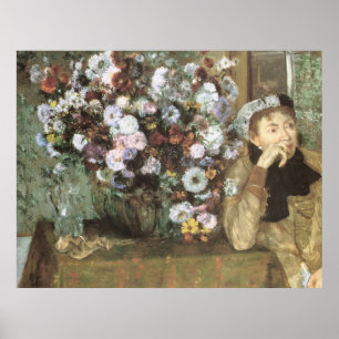 Póster Una mujer con crisantemos por Edgar Degas
