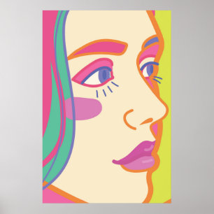 Póster una mujer con maquillaje brillante.