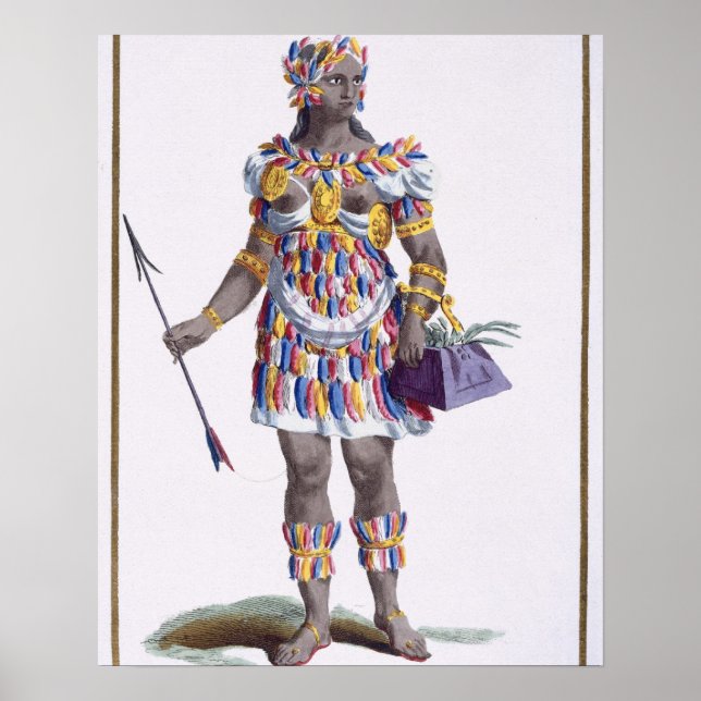 Póster Una mujer de Honduras, 1780 (grabado de colores) (Frente)
