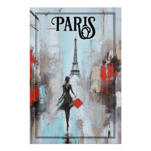 Póster Una mujer envuelta en París en negro