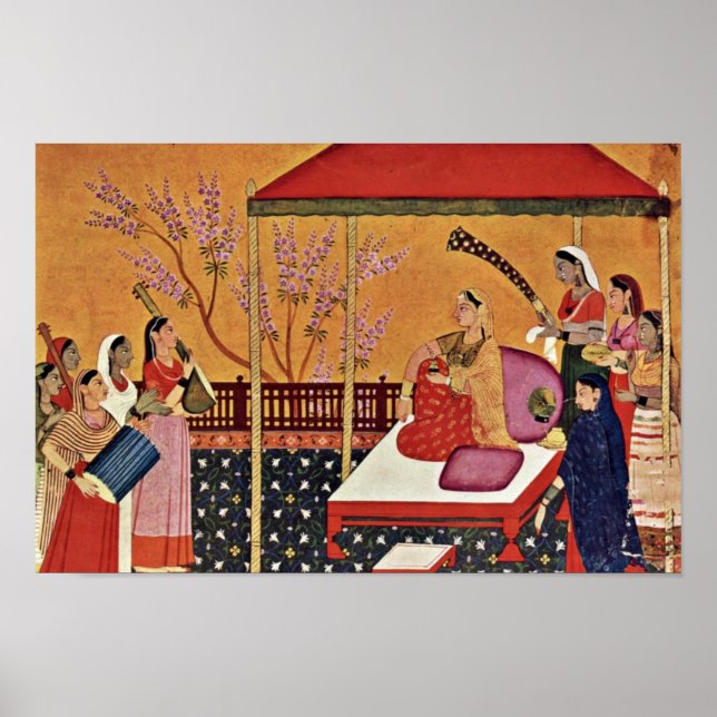 Póster Una Mujer Escucha La Música De Indischer Maler Um (Frente)