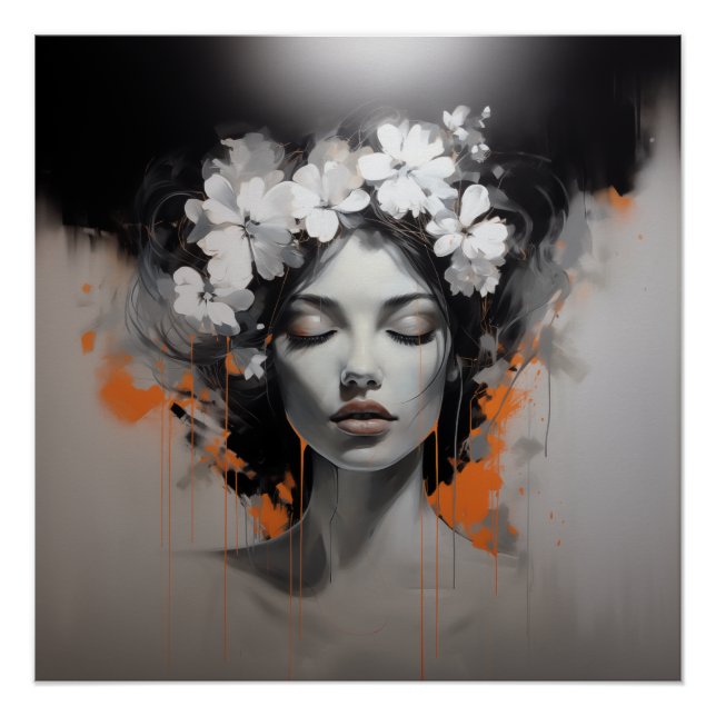 Póster Una Mujer Hermosa Con Los Ojos Cerrados (Anverso)