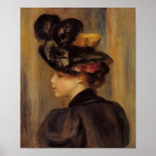 Póster Una mujer joven de Renoir que lleva un gorra negro