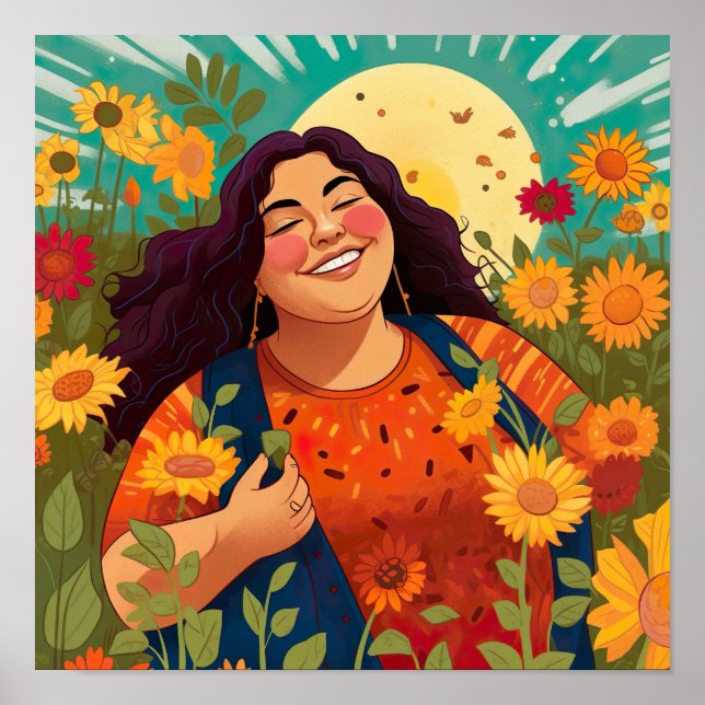 Póster Una mujer mexicano-estadounidense vibrante celebra (Frente)