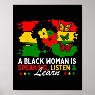 Póster Una Mujer Negra Habla Escuchar Y Aprender Para Afr