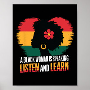 Póster Una Mujer Negra Habla Escuchar Y Aprender Para Afr