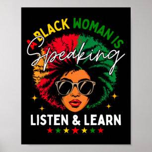 Póster Una Mujer Negra Habla Escuchar Y Aprender Para Afr