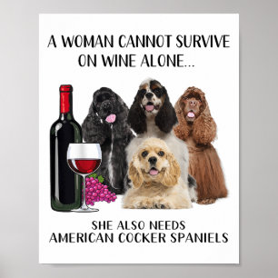 Póster Una Mujer No Puede Sobrevivir Solo Con El Vino En