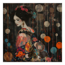 Una mujer pensiva en Kimono