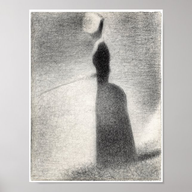 Póster Una mujer pescando (1884) de Georges Seurat. (Frente)