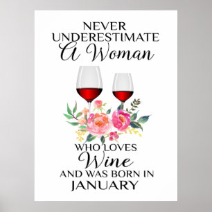 Póster Una Mujer Que Ama El Vino Nacido En Enero