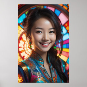 Póster Una mujer sonriendo con calidez