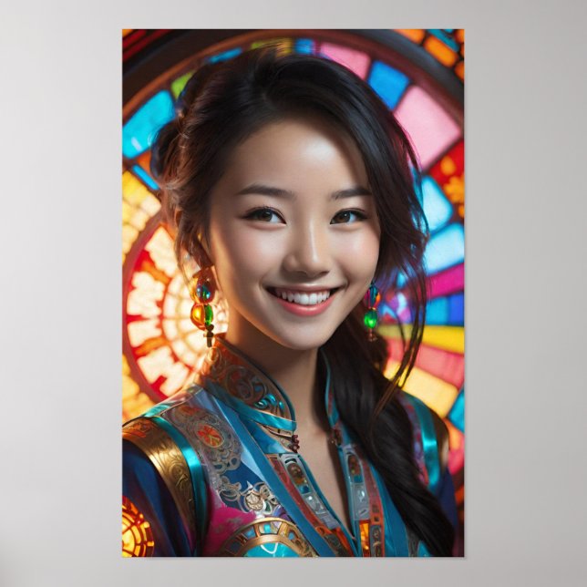 Póster Una mujer sonriendo con calidez (Frente)