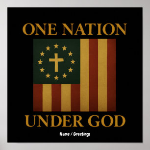 Póster Una Nación Bajo Dios Bandera Patriótica Cristiana