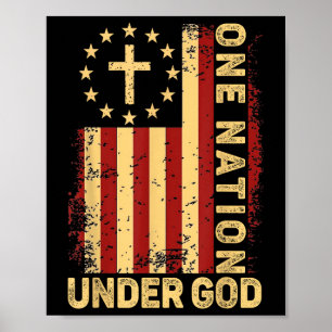 Póster Una Nación Bajo Dios Jesús Cruz Cristiana América