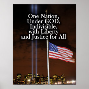 Póster Una nación bajo Dios Patriota Día 9/11 Patriótico