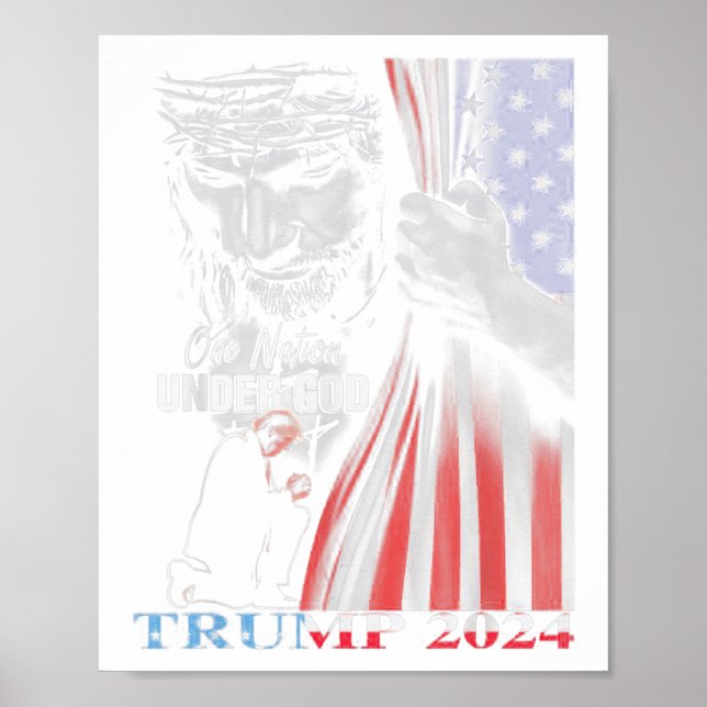 Póster Una nación bajo Dios Trump 2024 Dios Bandera Ameri (Frente)