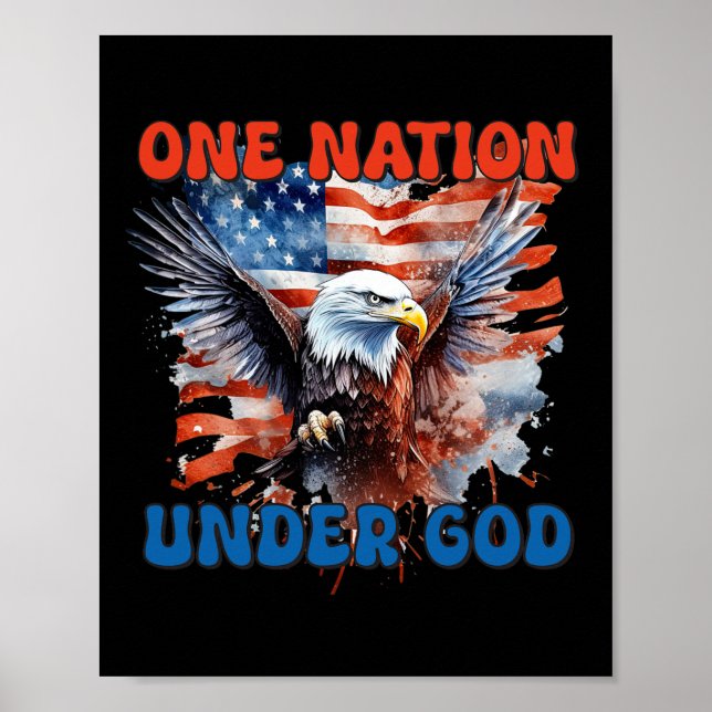 Póster Una Nación Bajo La Bandera De Dios 4 De Julio Patr (Frente)