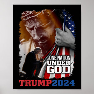 Póster Una nación bajo la presidencia de Dios Trump 2024