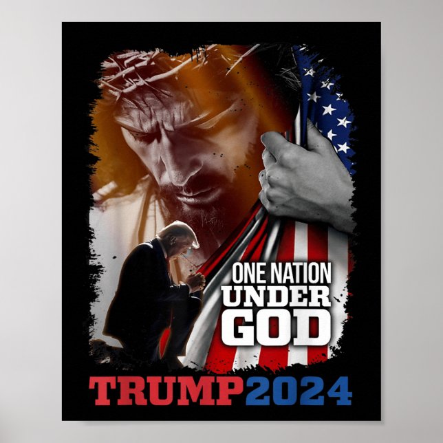 Póster Una nación bajo la presidencia de Dios Trump 2024 (Frente)