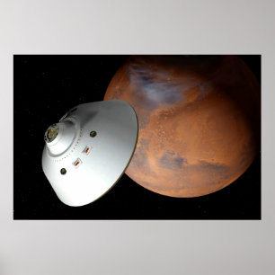 Póster Una Nave Espacial Encendida En El Aire Aproximándo