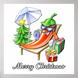 Póster Una navidad navideña chilli bajo la sombra del sol