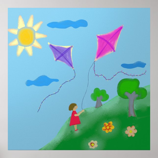 Póster Una niña con cometas (Frente)