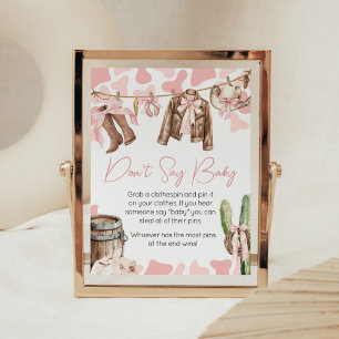 Póster Una niña pequeña Baby Shower no dice bebé