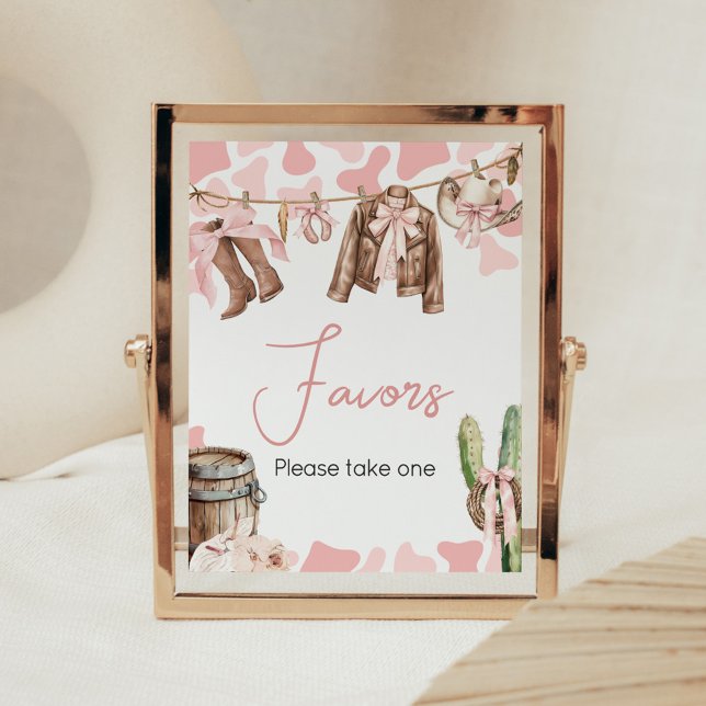 Póster Una niña pequeña favorece Baby Shower (A Little Cowgirl Clothesline Baby Shower Favors Sign)