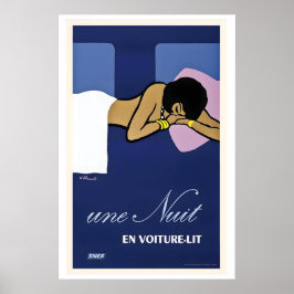 Póster Una noche en un tren de coche cama Viajes antiguos