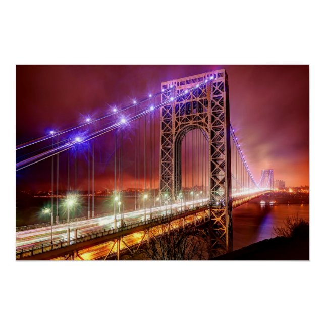 Póster Una noche ventosa y lluviosa desde Fort Lee (Anverso)