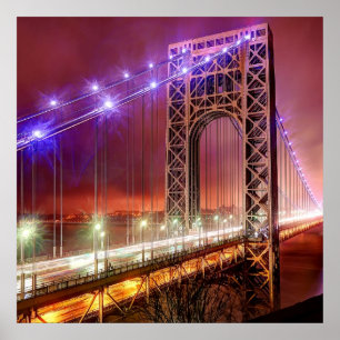 Póster Una noche ventosa y lluviosa desde Fort Lee