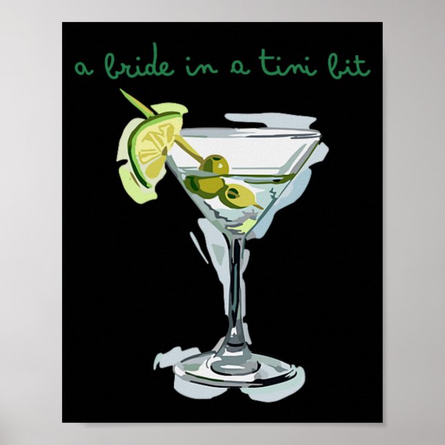Póster Una Novia En Un Tiny Bit Bride Tail Martini Desped (Frente)