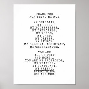 Póster Una oda a mi mamá   Personalizar este poema